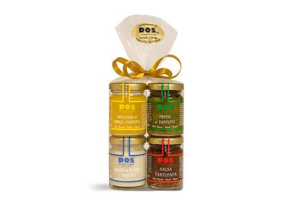 Confezione Gourmet 100% Naturale 80g - Tartufata, Burro e Tartufo, Pesto e Tartufo, Miele e Tartufo