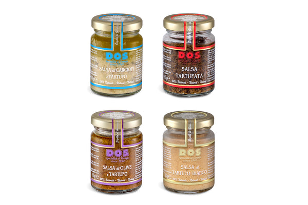 Confezione Gourmet 100% Naturale 80g - Tartufata, Carciofi e Tartufo, Olive e Tartufo, Tartufo bianco
