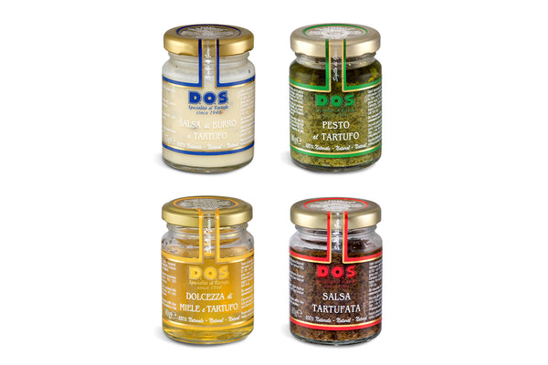 Confezione Gourmet 100% Naturale 80g - Tartufata, Burro e Tartufo, Pesto e Tartufo, Miele e Tartufo
